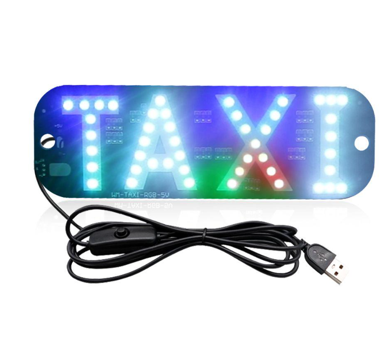 Mixed Lot Uber Taxi LED Car Sign Light Clearance, USB RGB Multi-Color Windshield LED Indicator Light, Suction Cup Mount Ride Share Car Interior LED Warning Light Assorted Bundle