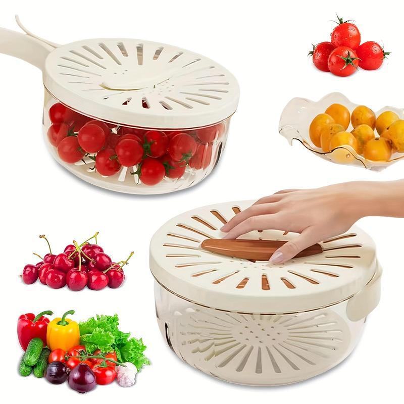 Multi-Functional Vegetable Fruit Washing Bowl Clearance, Handheld Drain Salad Spinner Strainer, Portable Kitchen Colander Storage Basket for Fruit Veggie Cleaning