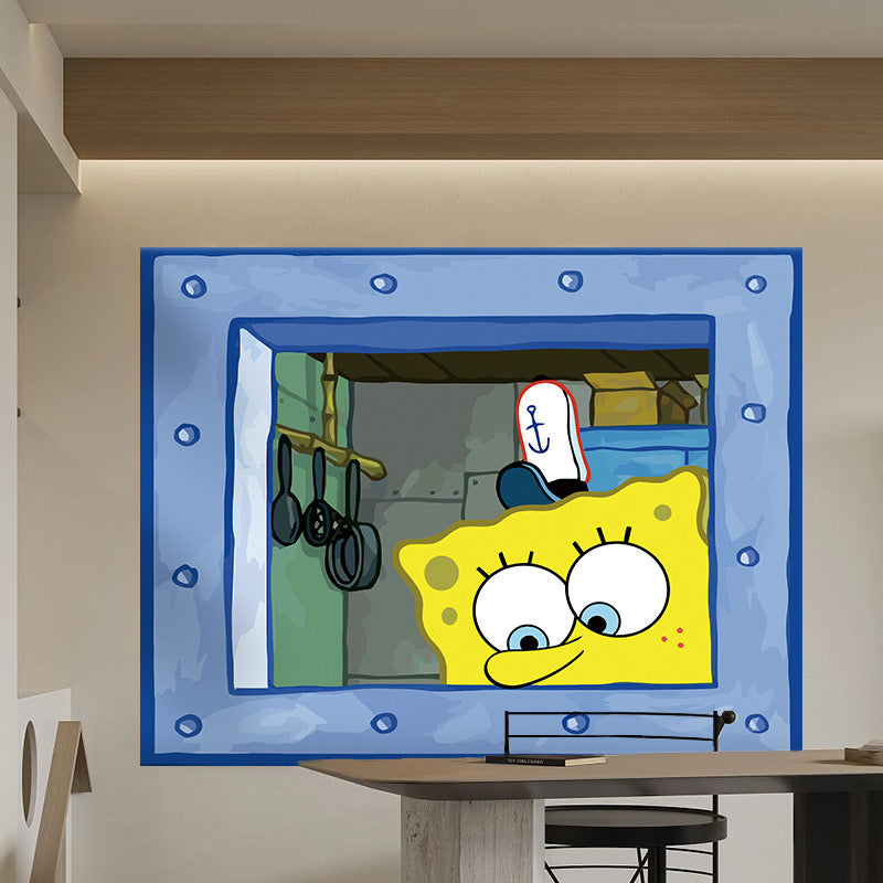 Cartoon Anime Hanging Wall Blanket, Cute Patrick Squidward Wall Hanging Decor for Bedroom Dorm Party Background