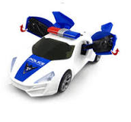 Bump & Go Police Car Toy Clearance, Electric Automatic Open Door Sports Car with LED Lights & Siren Music, Toddler Kids Vehicle Toy