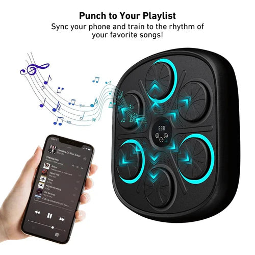 Clearance Smart Music Boxing Machine, Wall-Mounted Bluetooth Electronic Punching Target with Boxing Gloves, LED Light & Counting Home Fitness Stress Relief Equipment