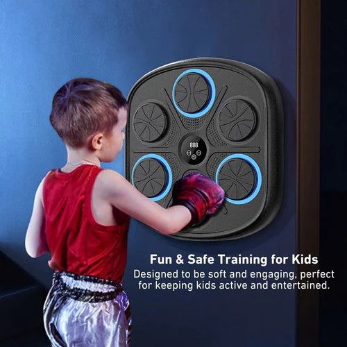Clearance Smart Music Boxing Machine, Wall-Mounted Bluetooth Electronic Punching Target with Boxing Gloves, LED Light & Counting Home Fitness Stress Relief Equipment