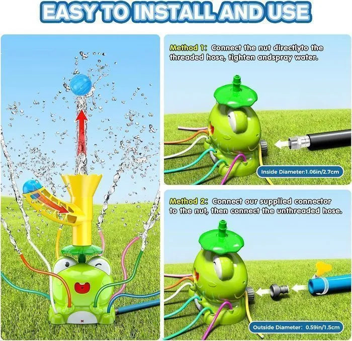 Frog Water Sprinkler Toy for Kids Clearance, Outdoor Backyard Splash Play Toy, Interactive Fountain Ball Water Play Toy for Toddler Summer Bath Pool Game