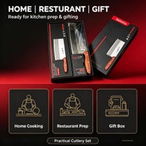 Clearance Professional Chinese Chef Knife Set, 3 Styles High Carbon Stainless Steel Cleaver Slicing Chopping Knife with Solid Wood Handle, Sharp Kitchen Cutlery for Meat Vegetable Cooking
